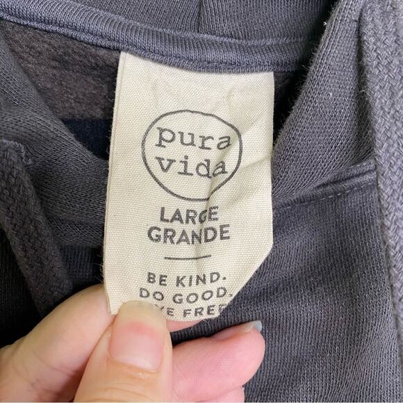 Pura Vida Brown Color Block Hoodie Large - Picture 6 of 11